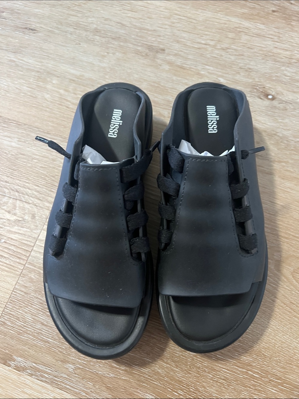 Melissa Black woman Lace-Up Open-Toe Sandals